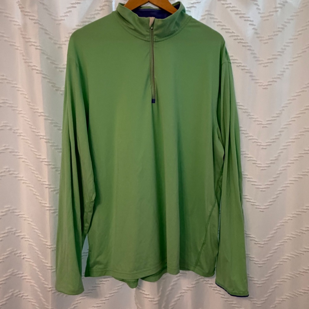 Polo Golf Ralph Lauren Mens XXL Lime Green‎ Quarter Zip Pullover Performance Top